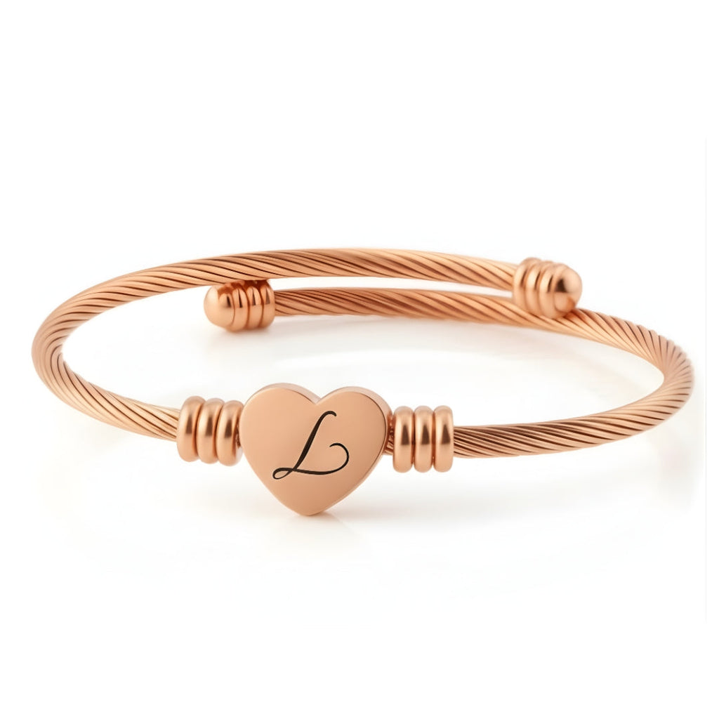Initial Heart Charm Bracelet