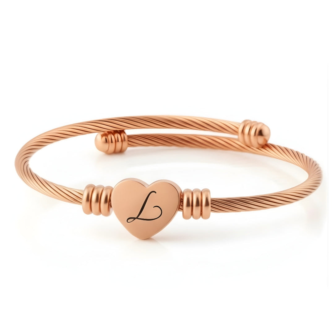 Initial Heart Charm Bracelet