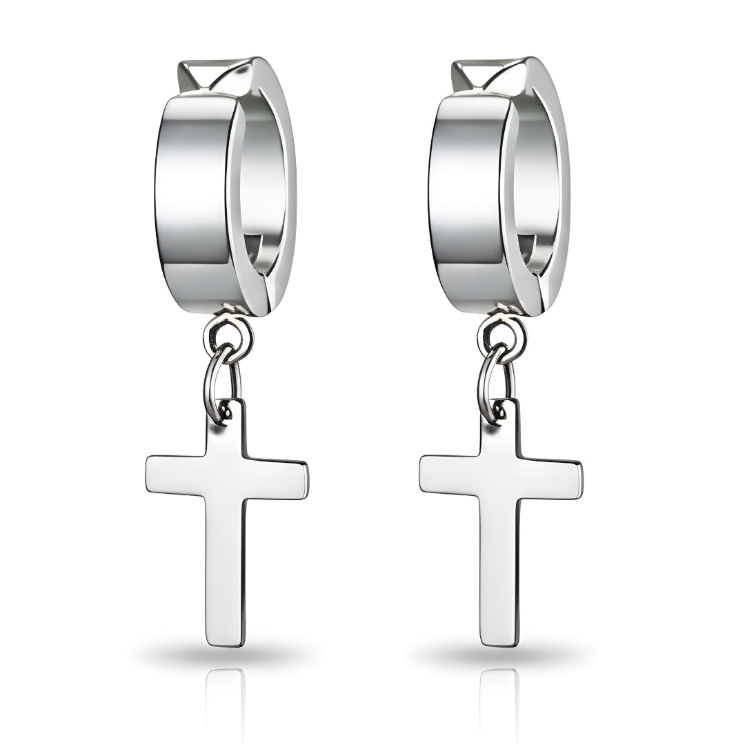 Cross Hoop Earring (Clip-On)