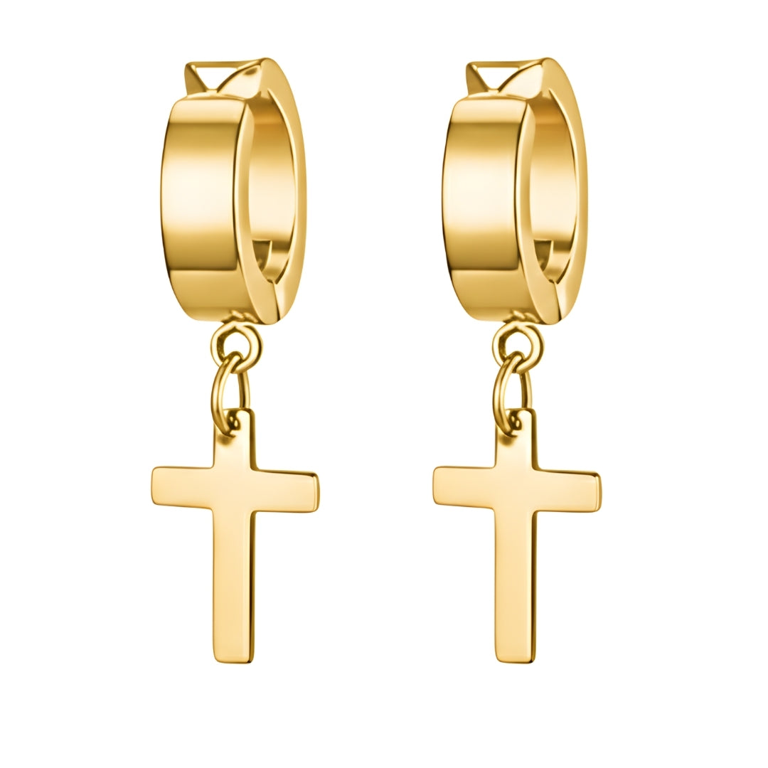 Cross Hoop Earring (Clip-On)