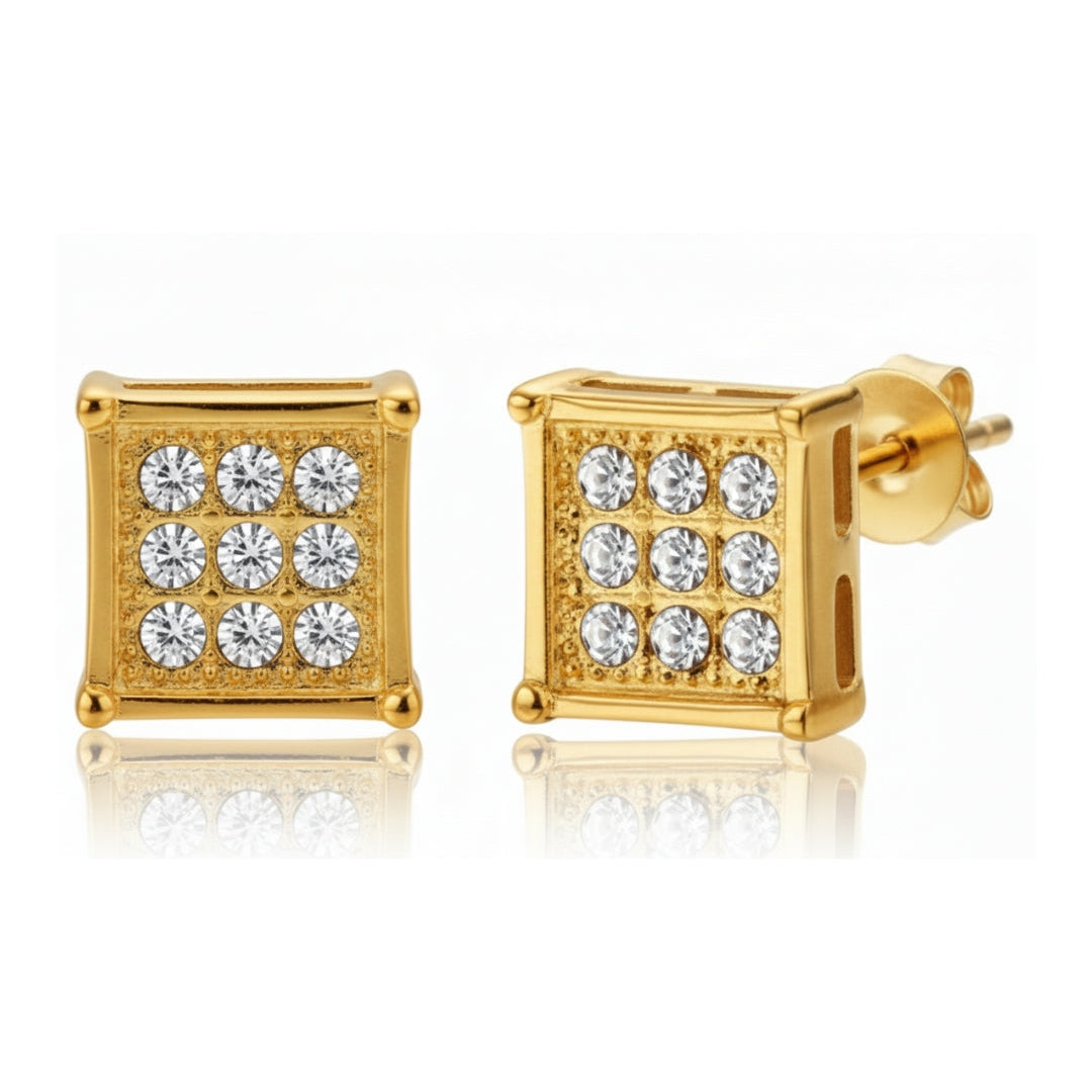 Grid Rhinestone Studs (Piercing)