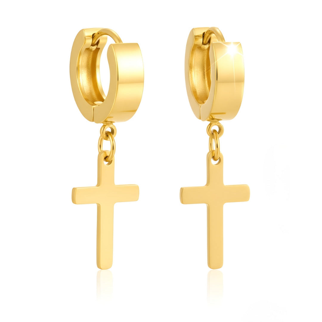 Cross Hoop Earrings (Piercing)