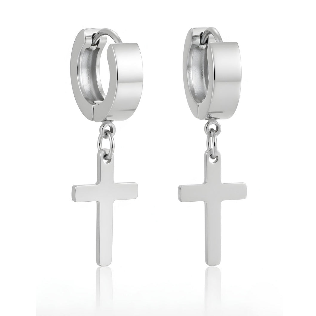 Cross Hoop Earrings (Piercing)