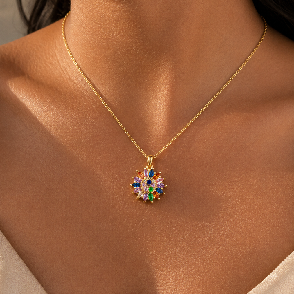 Rotating Flower Necklace