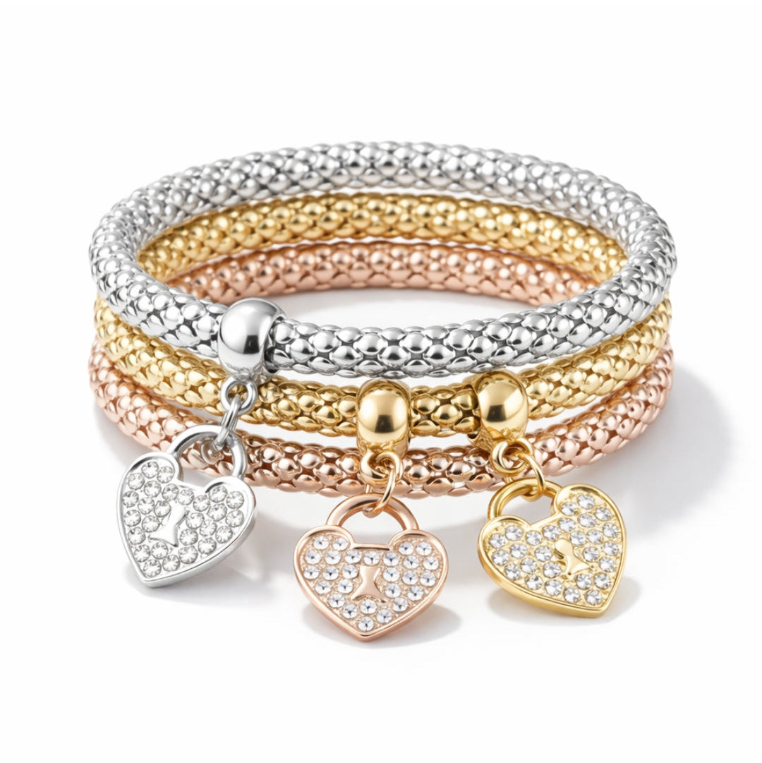 Heart Lock Bracelet Set