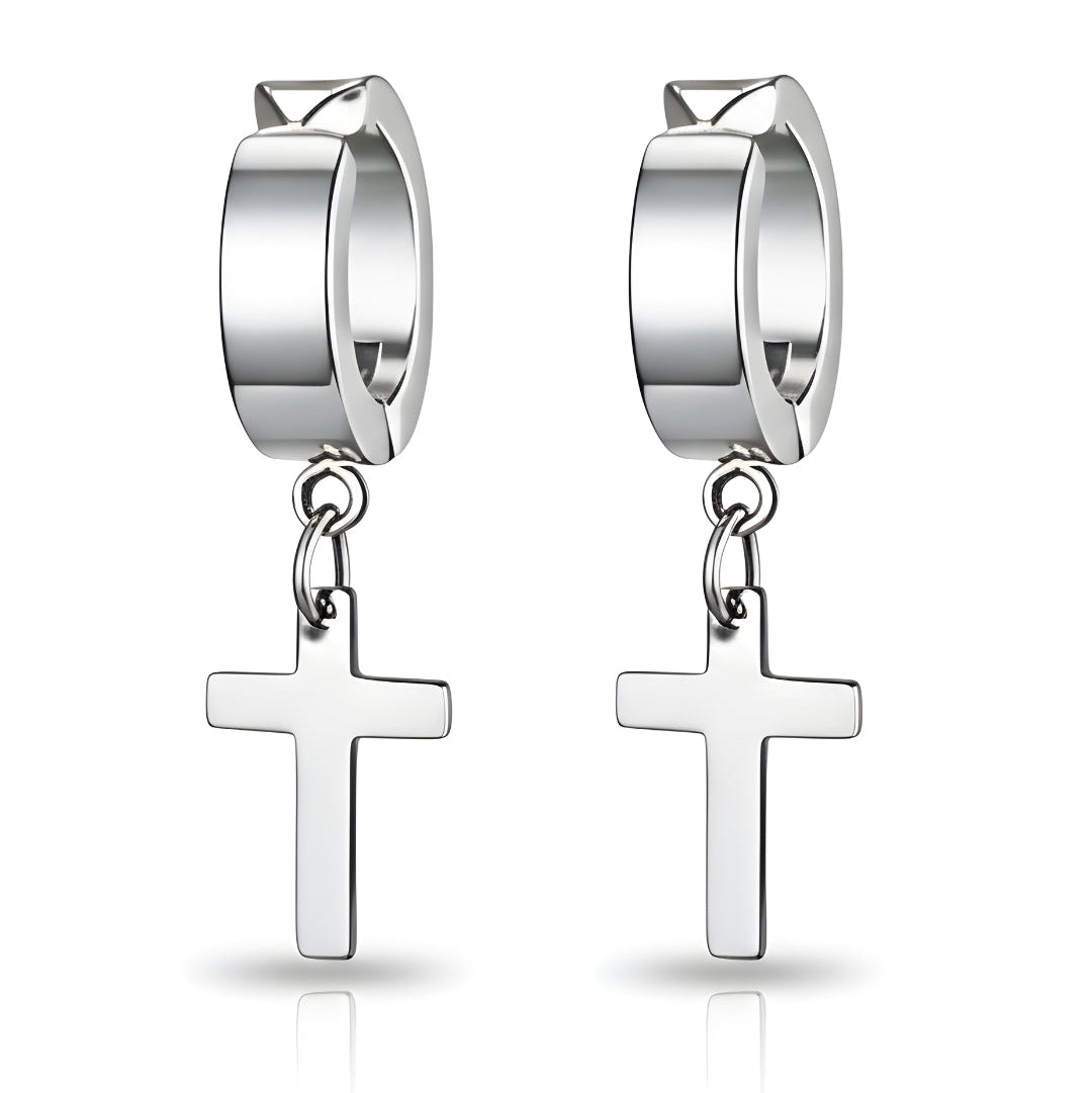 Cross Hoop Earring (Clip-On)