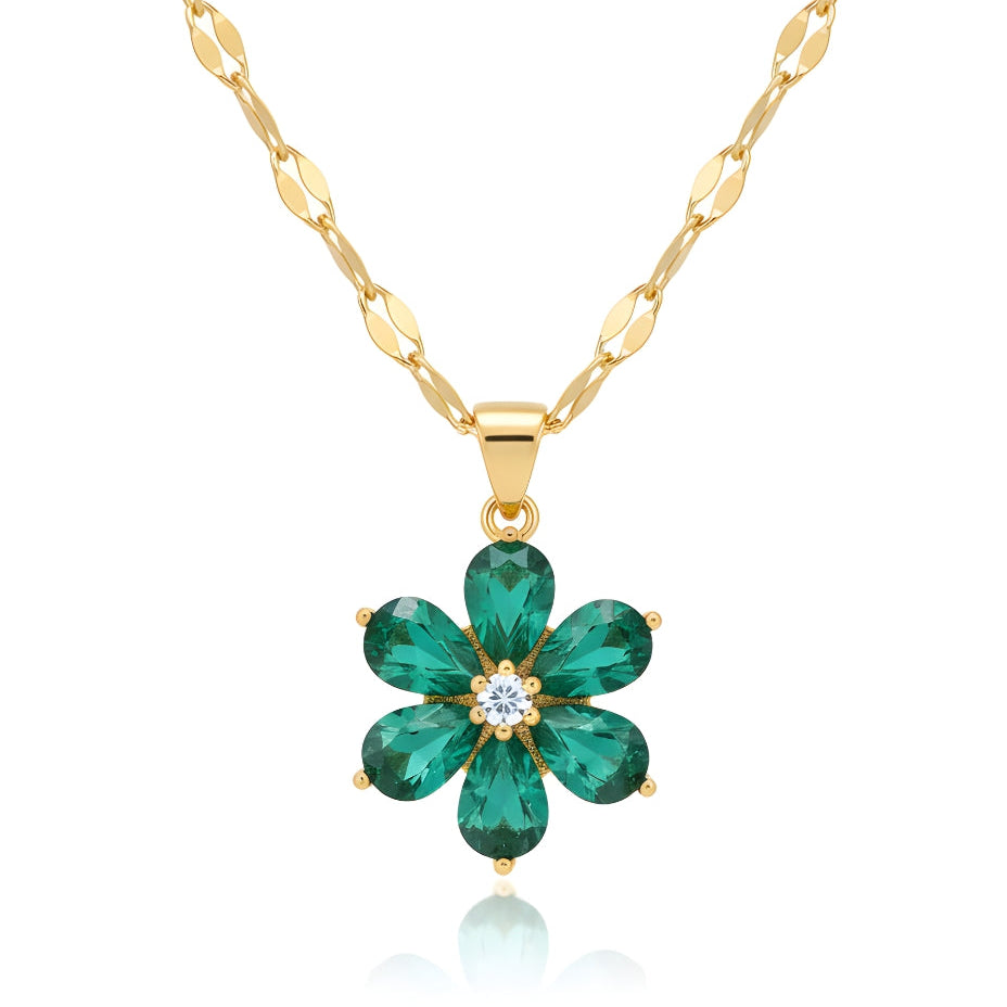 Emerald Flower Necklace