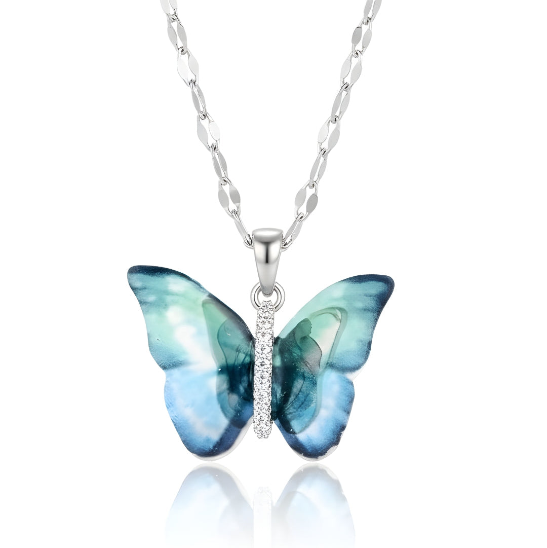 Blue Ombre Butterfly Necklace