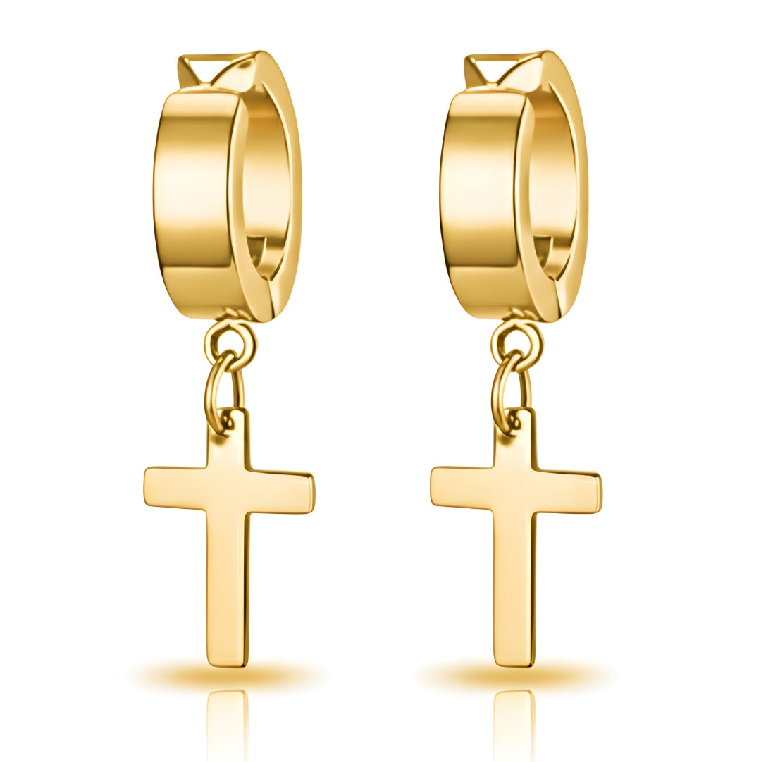 Cross Hoop Earring (Clip-On)