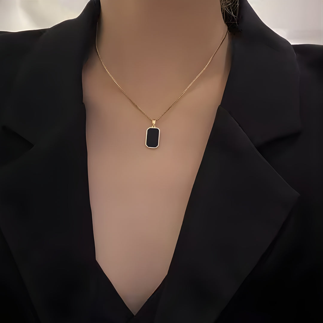 Black Inscribed Void Necklace