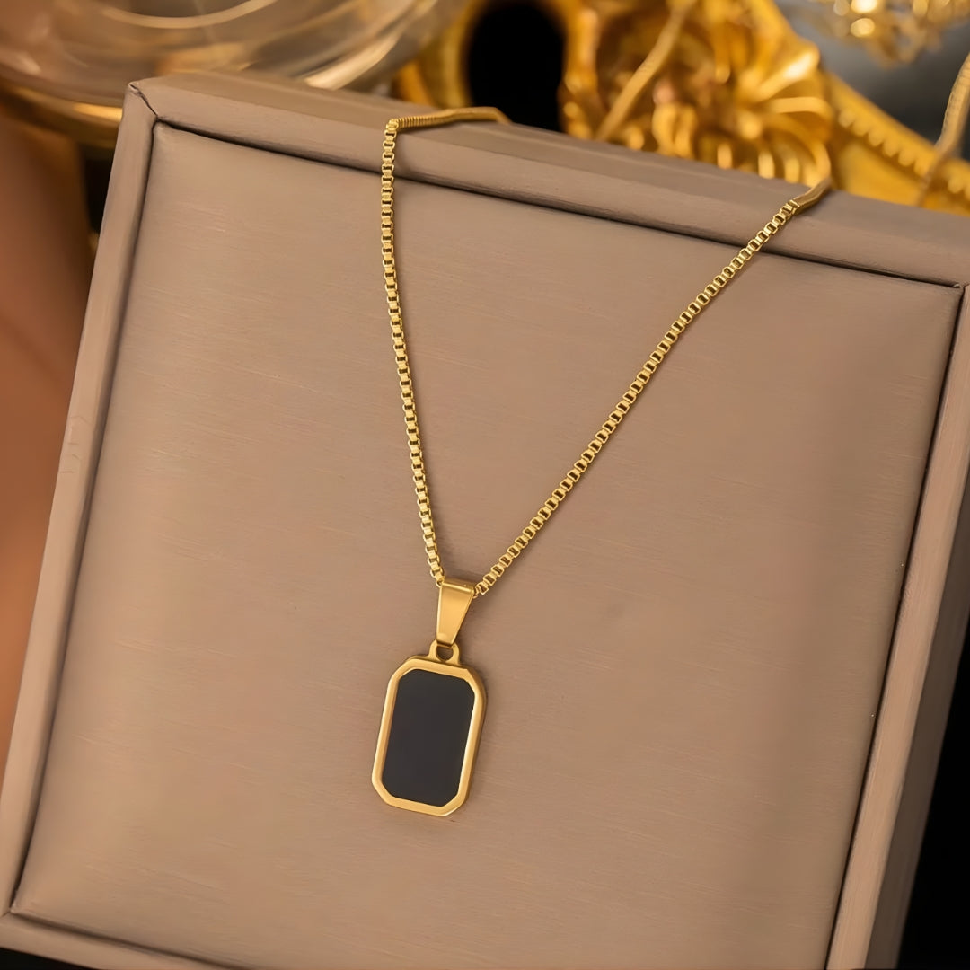 Black Inscribed Void Necklace