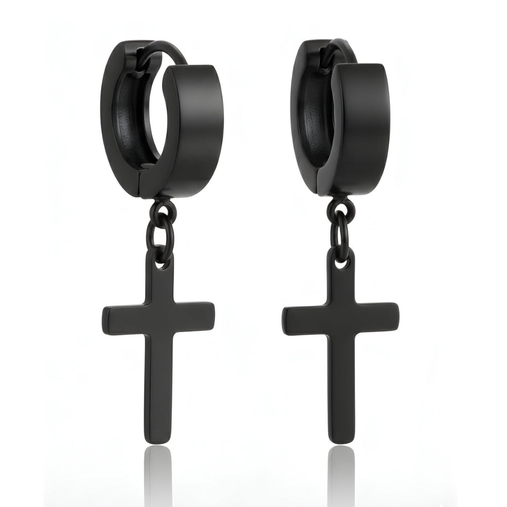 Cross Hoop Earrings (Piercing)