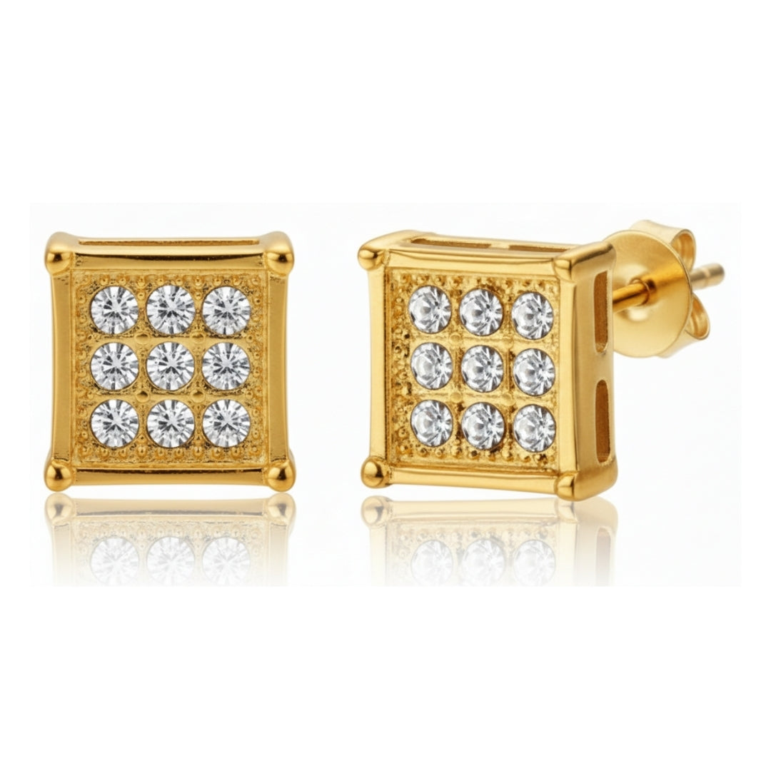 Grid Rhinestone Studs (Piercing)