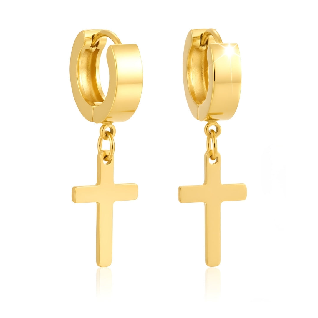 Cross Hoop Earrings (Piercing)