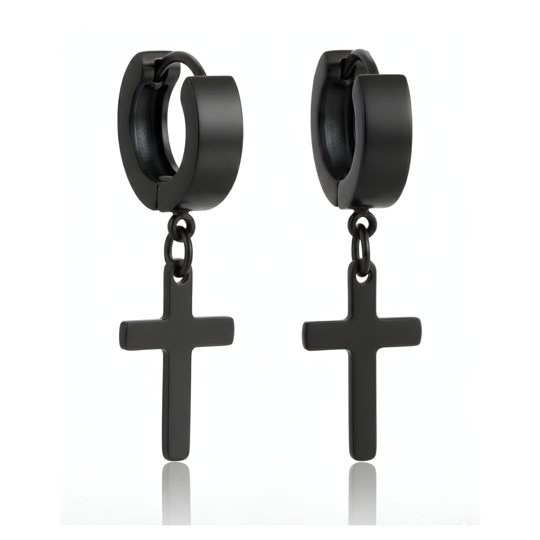 Cross Hoop Earrings (Piercing)