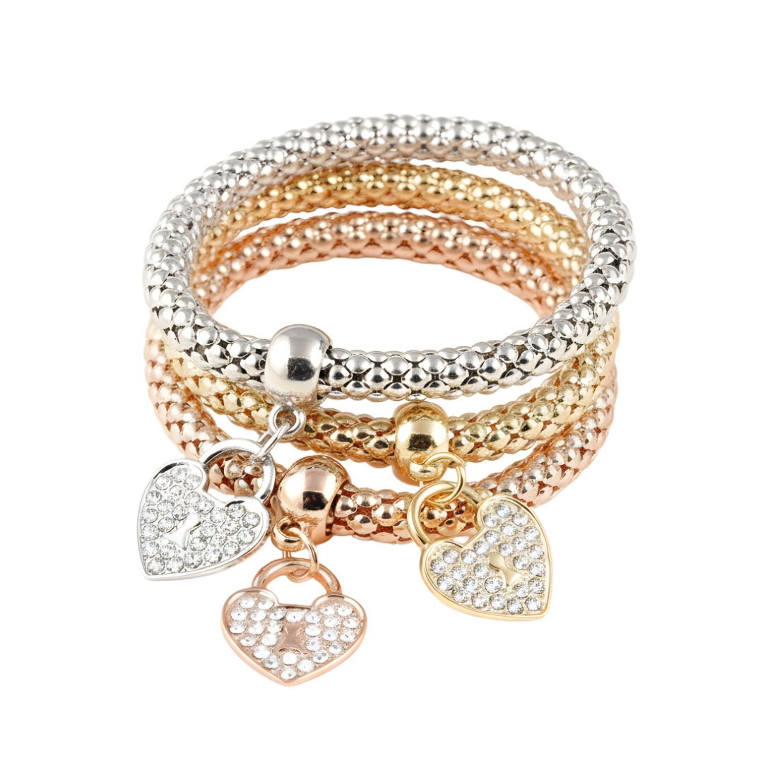 Heart Lock Bracelet Set