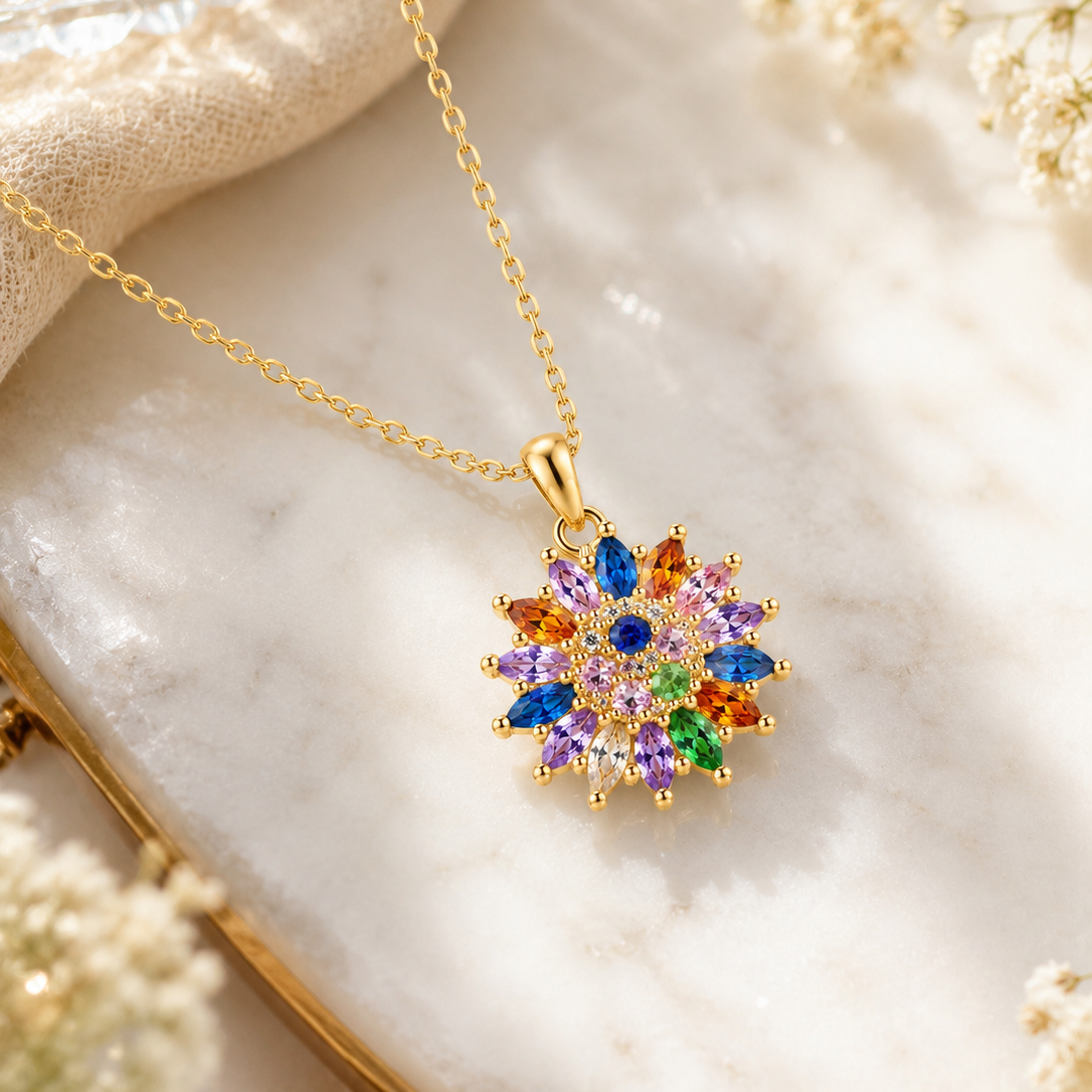 Rotating Flower Necklace