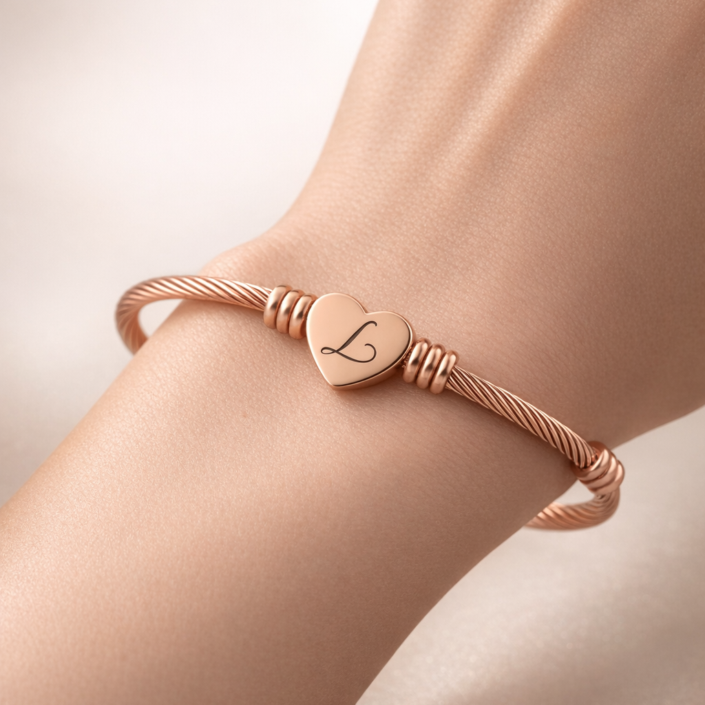 Initial Heart Charm Bracelet